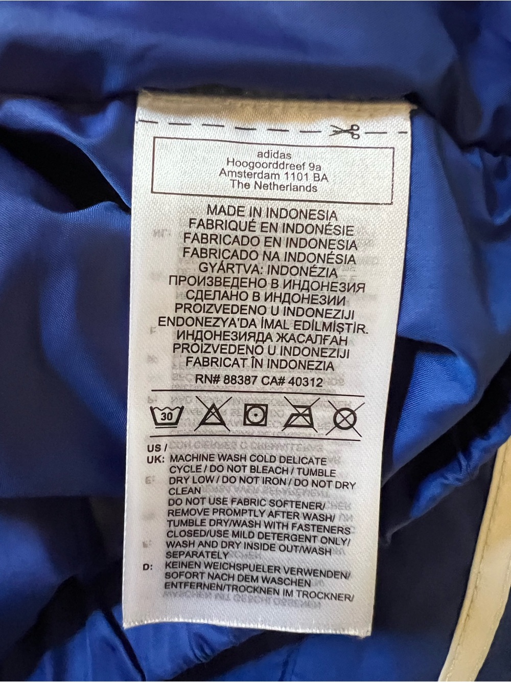 Adidas Essentials insulated bomber jacket royal blue puffer coat Large - Picture 5 of 7